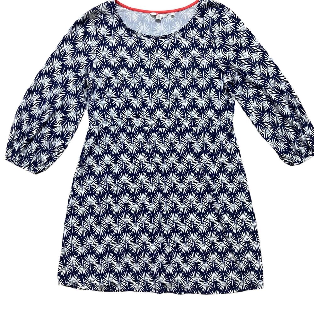 Boden Women’s Sz US 14 UK 18 Dress Lucie Jersey Knit Tunic Navy Palm Print